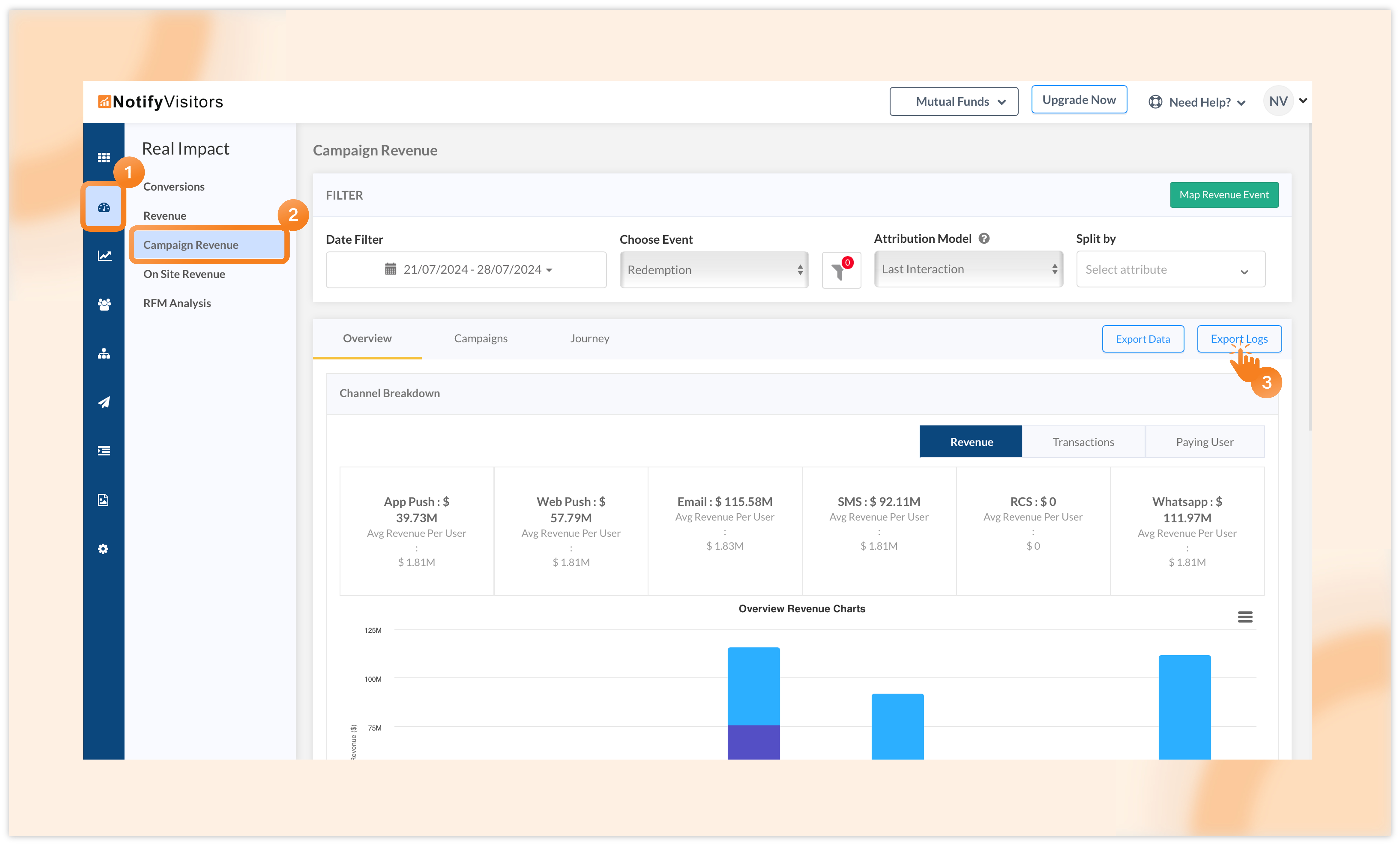 Introducing “Export Logs” option for campaigns revenue