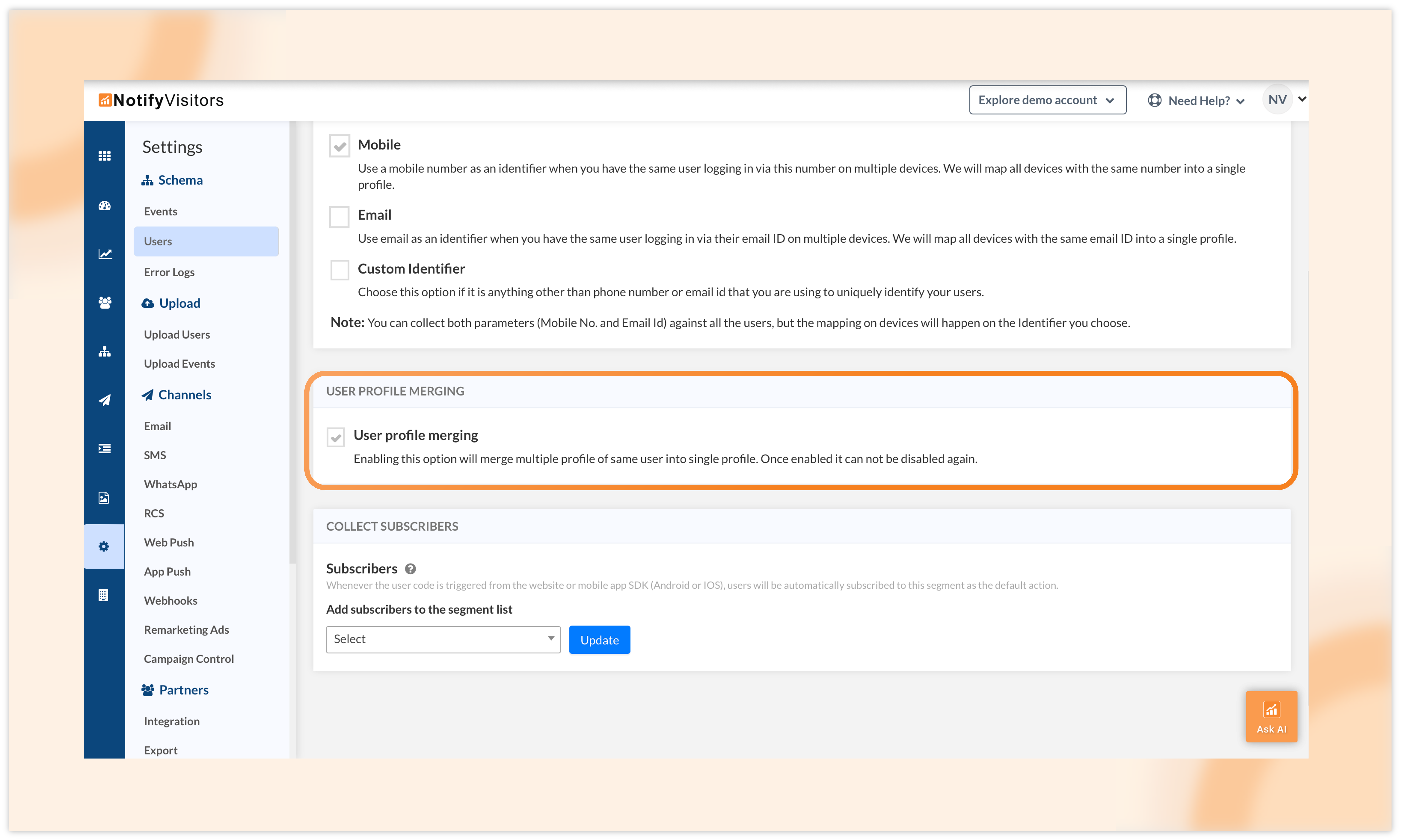 Introducing user profile merging without unique identifier