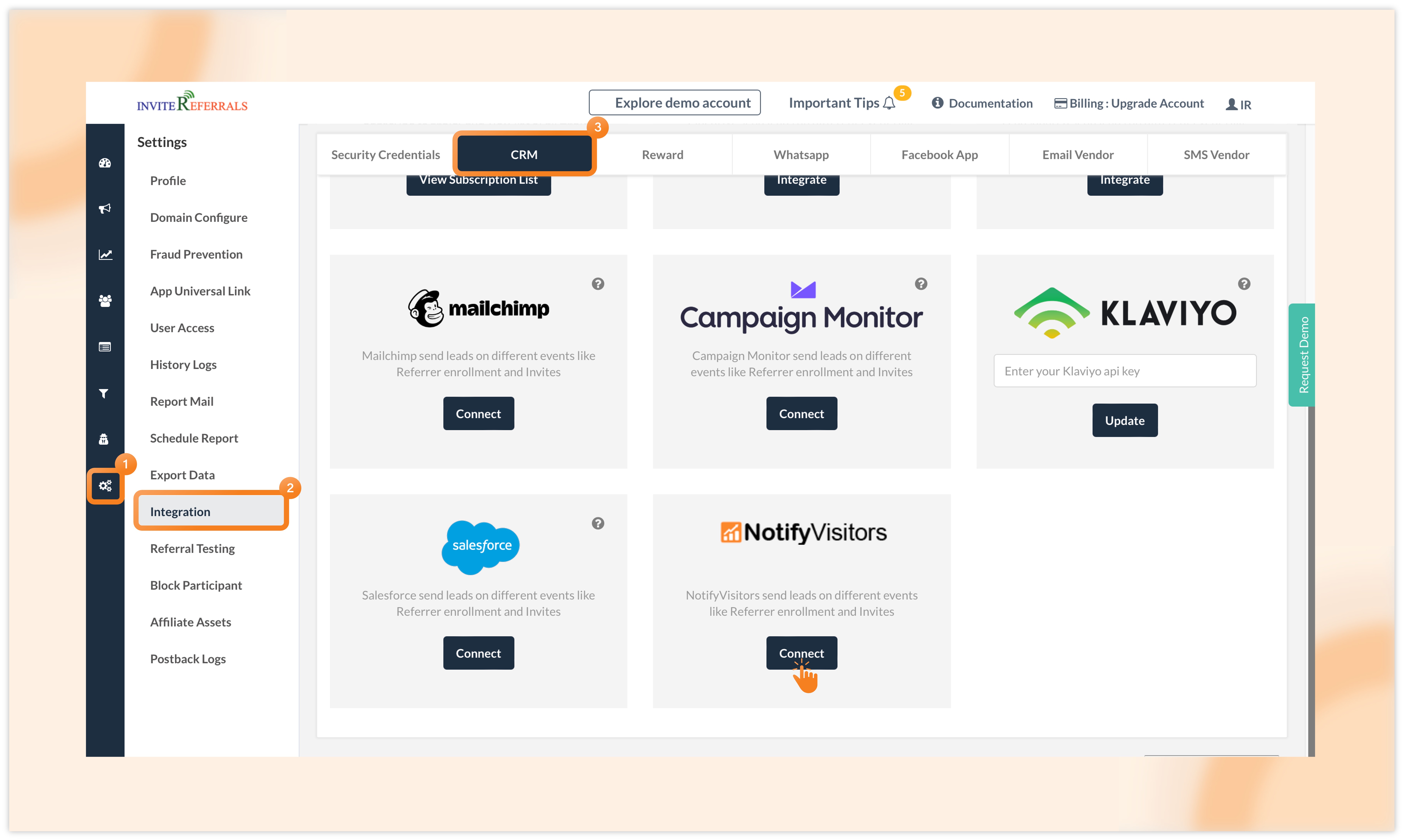 InviteReferrals integration with NotifyVisitors 